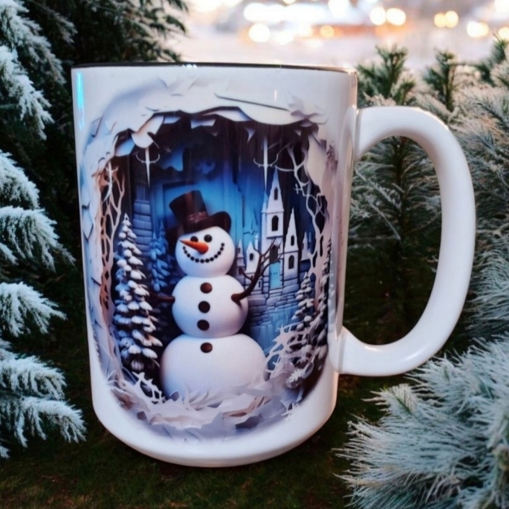 Snowman Breakout 15oz Coffee Mug with Black Inside
